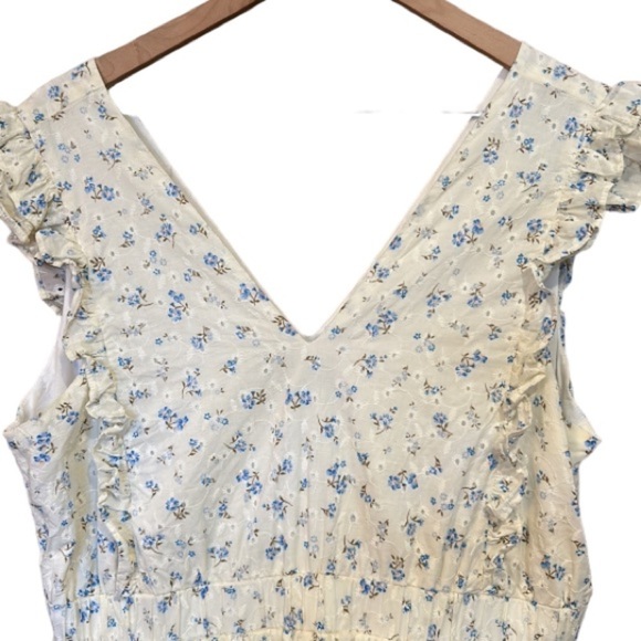 1. State Women's Ivory Eyelet Floral Tiered-Hem Dress Size L - Picture 9 of 9